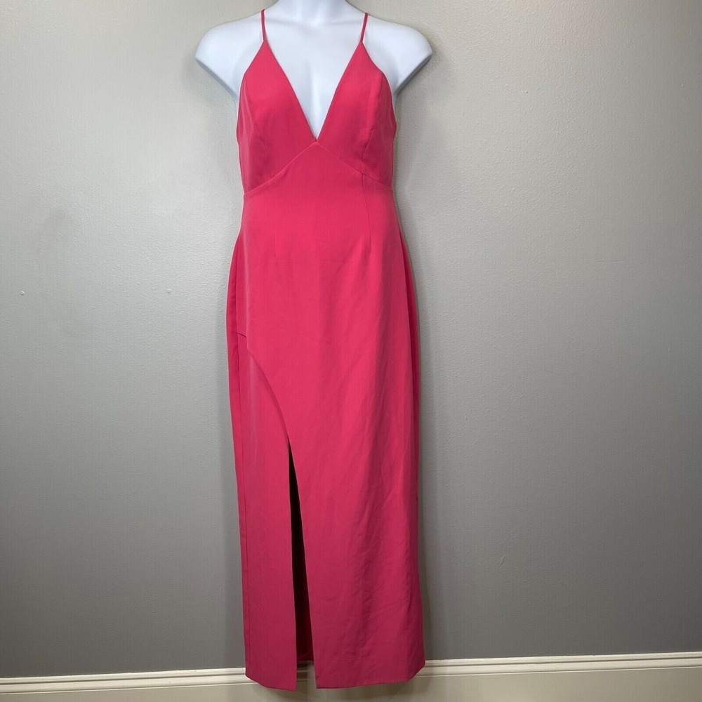 Wayf Solange Dress Womens Medium Pink Sleeveless Slit Hem Open Back Spring Color